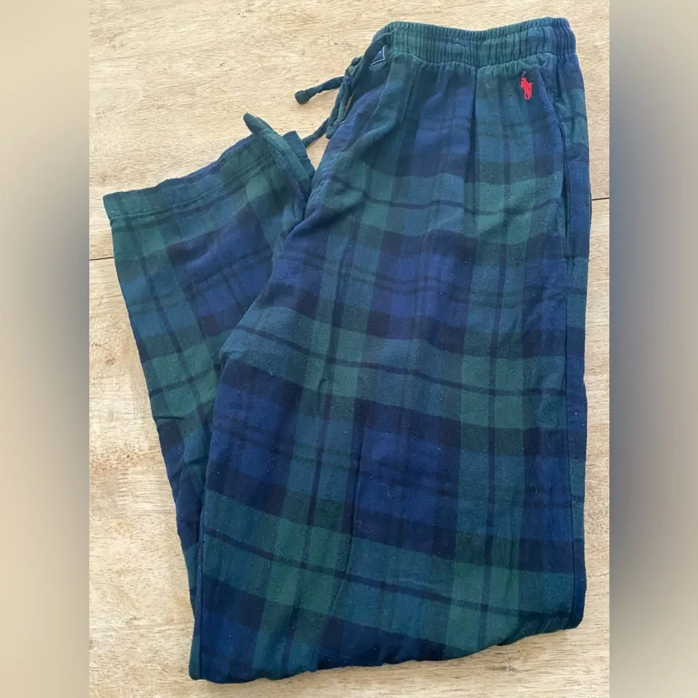 Polo‎ Ralph Lauren Men’s Sz L Green/Navy Plaid Flannel Loungewear Pant